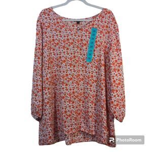 Mario Serrani Tunic Top Pink Floral Casual  Size 2X